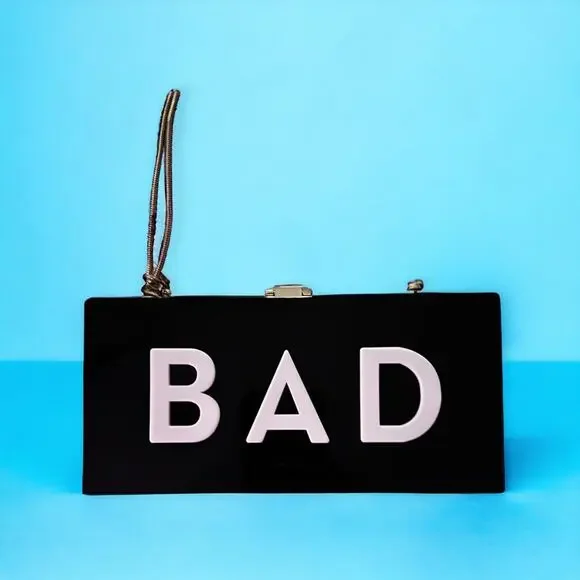 MILLY 👜Good / Bad Box Clutch HAS Acrylic Hard Shell. WITH Dust Bag, Vintage,EUC
